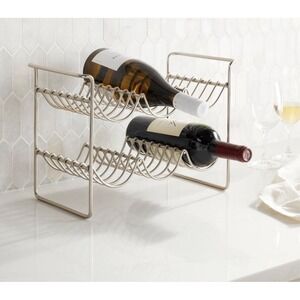 Threshold Iron Wine Rack Freestanding Brushed Nickel 6 Bottles Metal Wire